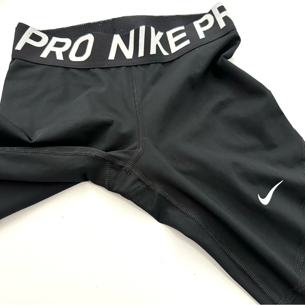 Nike Pro Dri Fit Women’s Sz S Black Activewear Compression Tights Mesh Hem Pants - Picture 12 of 13